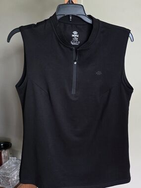 Mofiz Women's Black Sleeveless Zip Mock Neck Tee